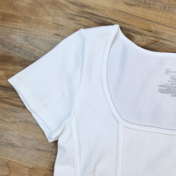 🔹️NWT White Corset Seamless Short Sleeve Top Large - Picture 6 of 9